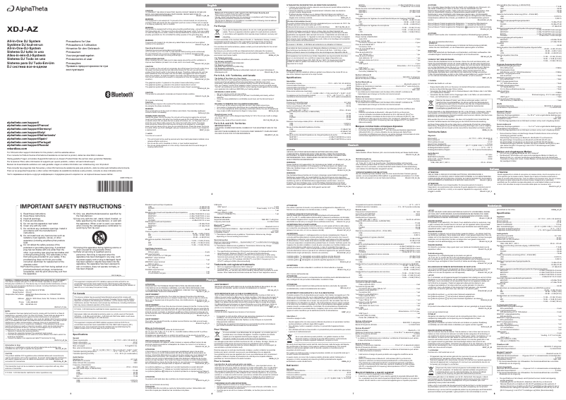 Page 1 de la notice Manuel utilisateur AlphaTheta XDJ-AZ