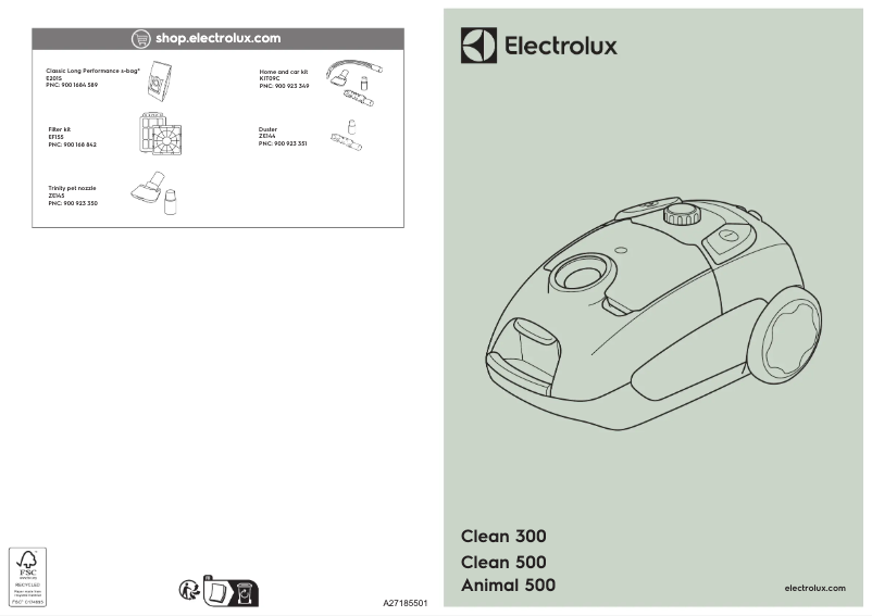Page 1 de la notice Manuel utilisateur Electrolux Clean 500