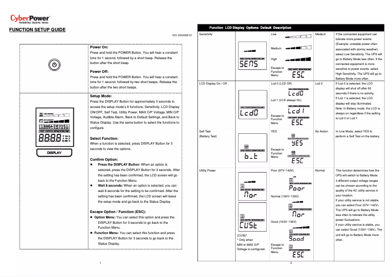 Page 1 de la notice Guide d'installation CyberPower CST135XLU