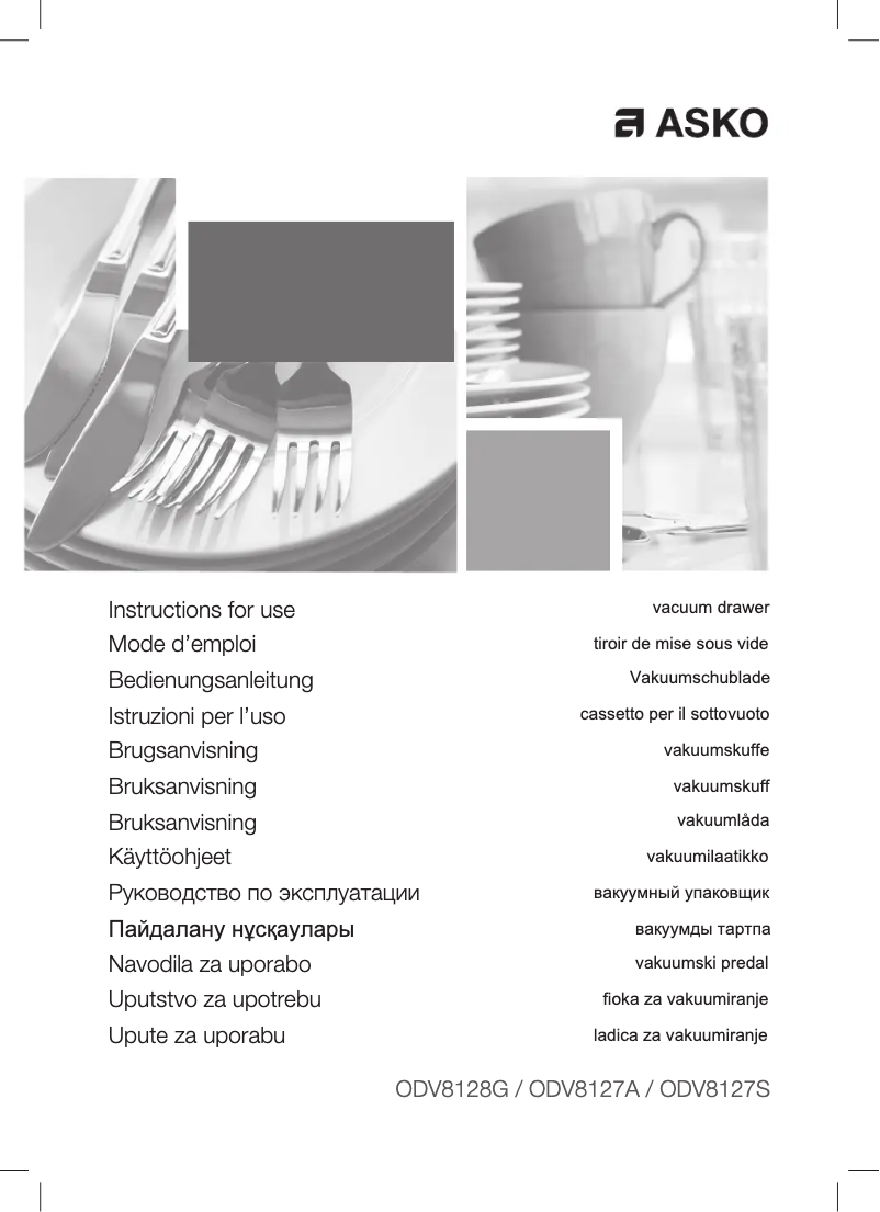 Page 1 de la notice Manuel utilisateur Asko ODV8127S