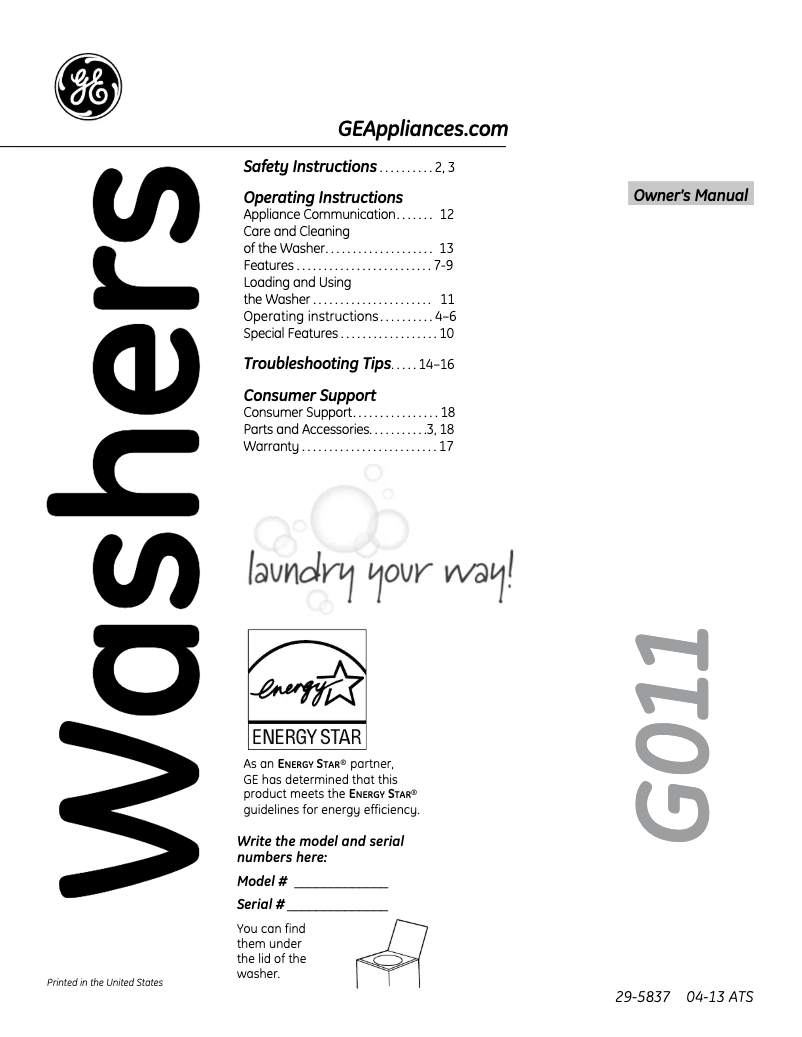 First page image of the manual for GTAS8655DMC