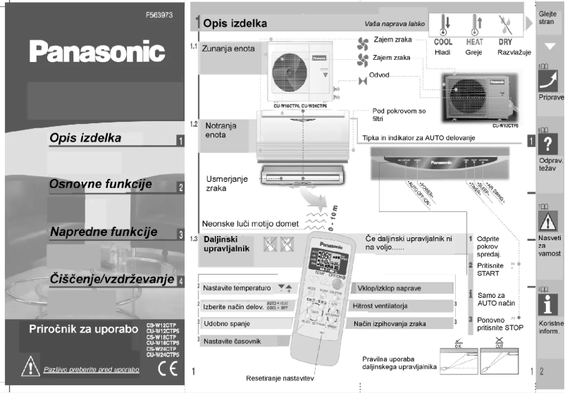 Page n°1 - Manuel utilisateur Panasonic CU-W24CTP5