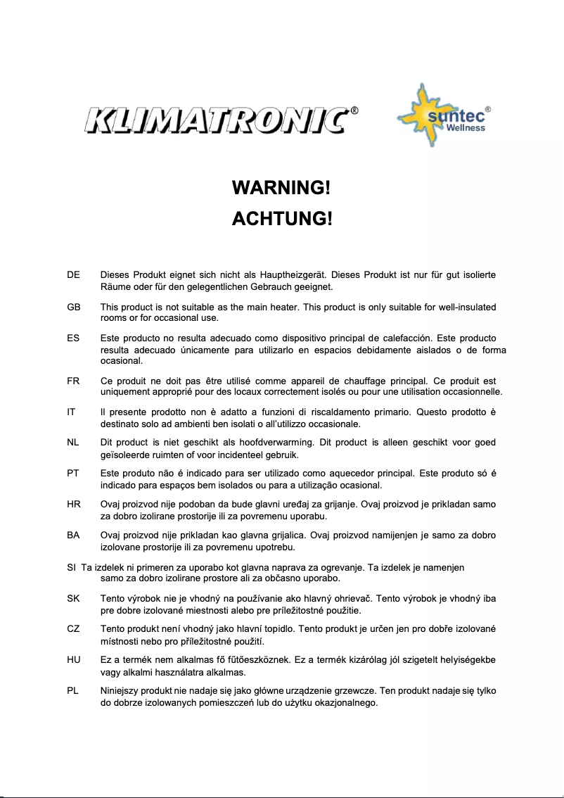 Page n°1 - Manuel utilisateur Suntec Heat Safe compact 1200