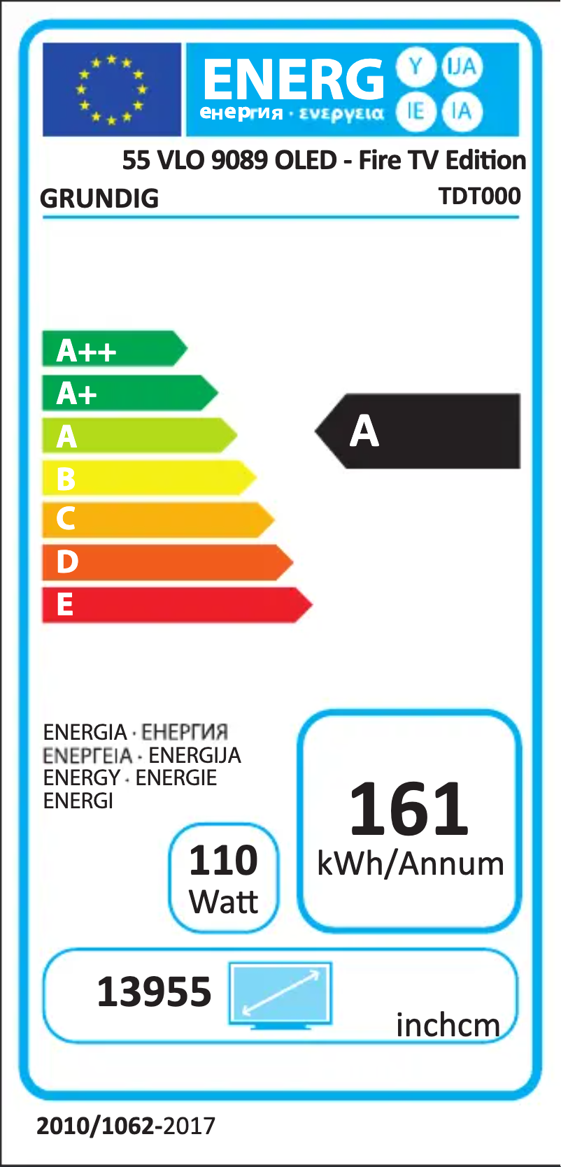 Page 1 de la notice Label énergétique Grundig 55 GOB 9089 OLED