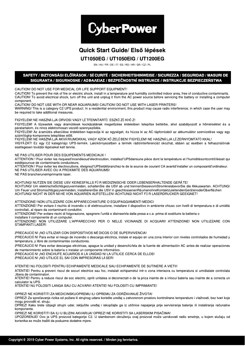 Page 1 de la notice Manuel utilisateur CyberPower UT1200EG