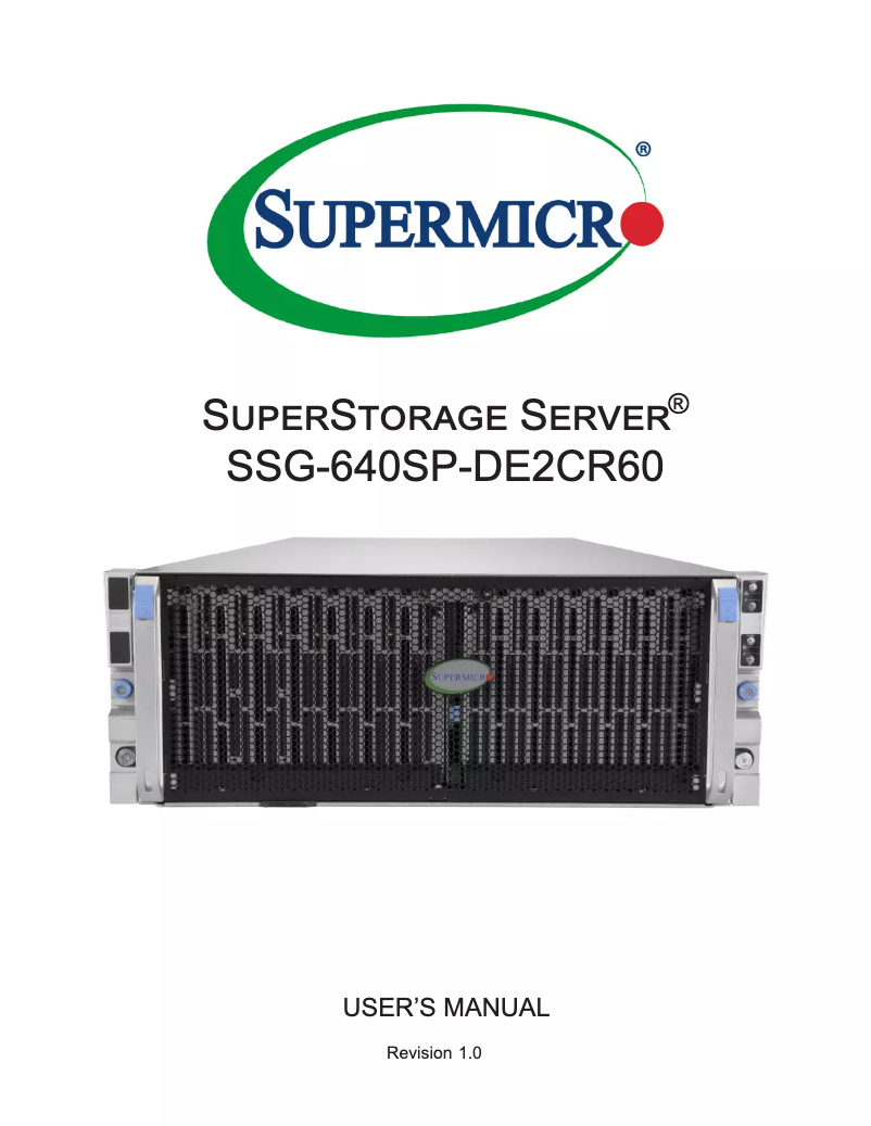 Image de la première page du manuel de l'appareil SuperServer SSG-640SP-DE2CR60