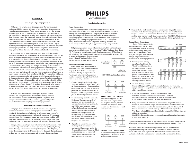 Page 1 de la notice Manuel utilisateur Philips SPP3060G