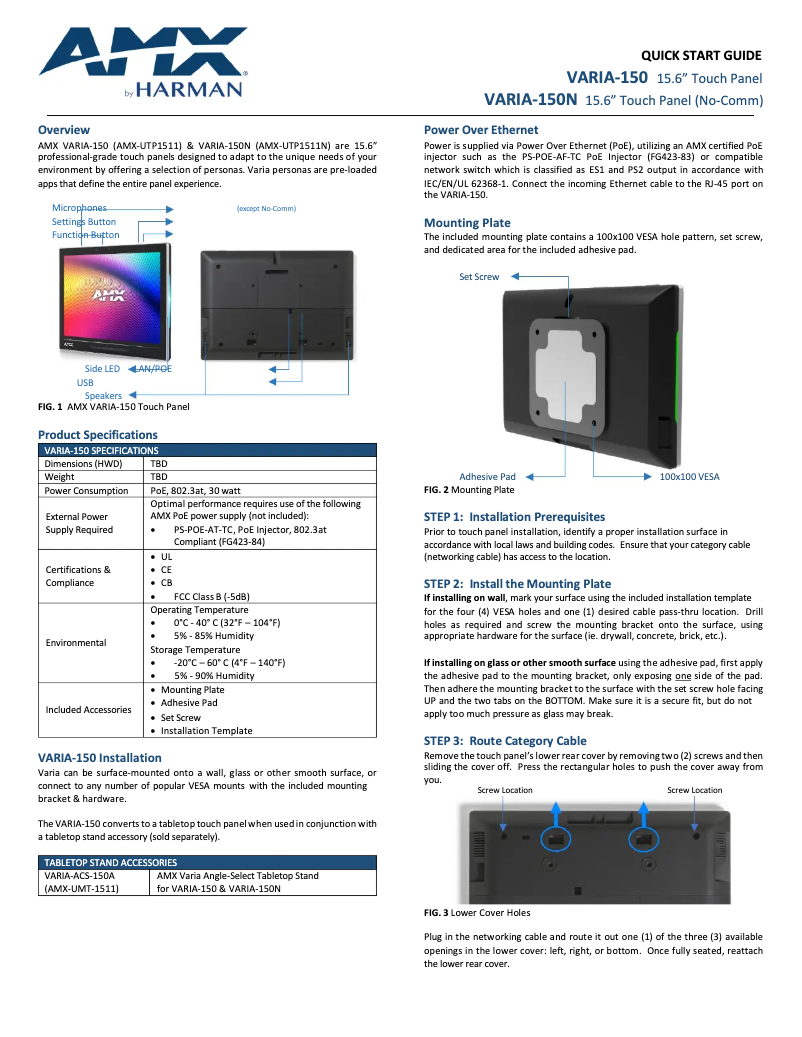 Image de la première page du manuel de l'appareil VARIA-150