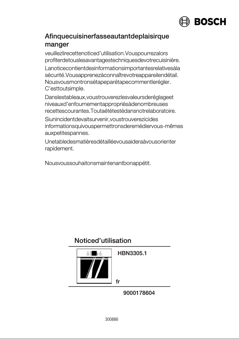 Page 1 de la notice Mode d'emploi Bosch HBN330521