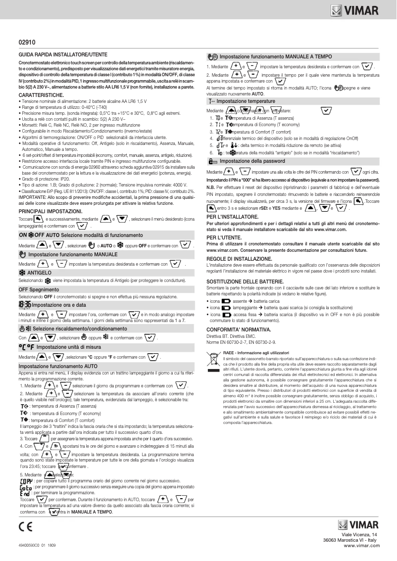 Page 1 de la notice Instructions / montage Vimar 02910