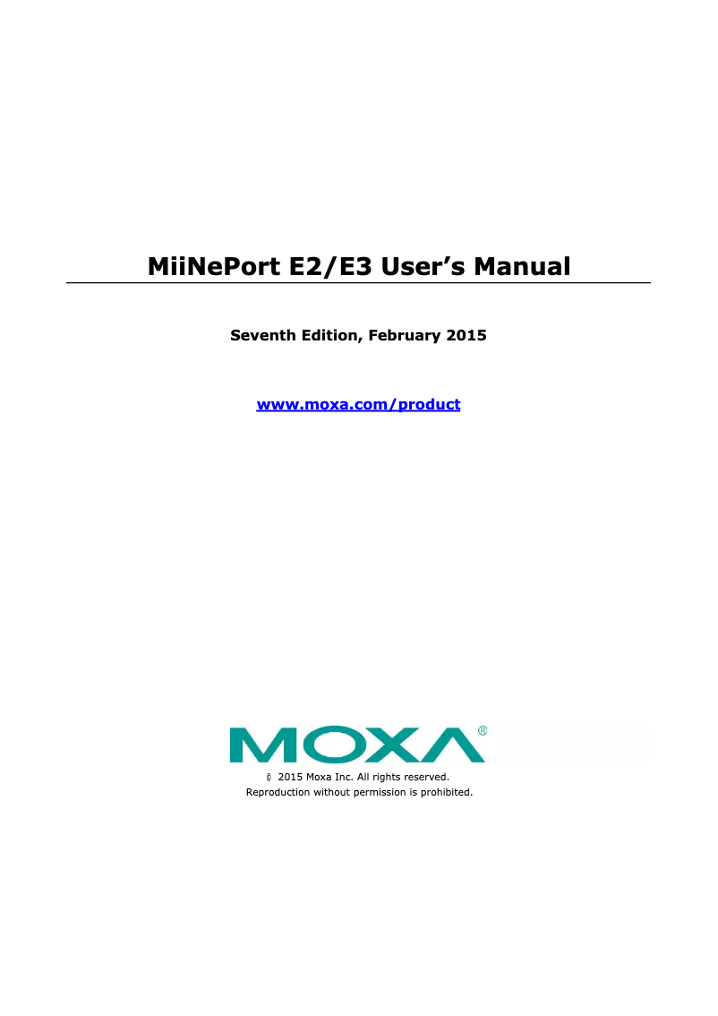 Page n°1 - Manuel utilisateur Moxa MiiNePort E2-ST