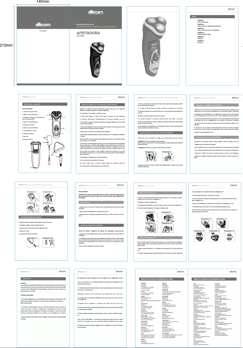 Page 1 de la notice Manuel utilisateur Siegen SG-7250