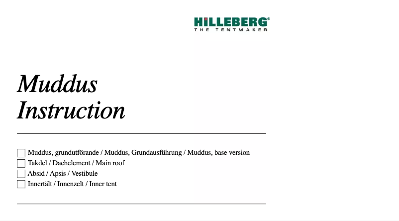 Page 1 de la notice Manuel utilisateur Hilleberg Muddus