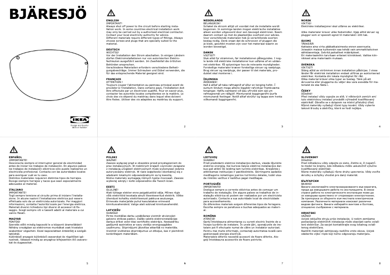 Imagen de la primera página del manual del dispositivo BJÄRESJÖ