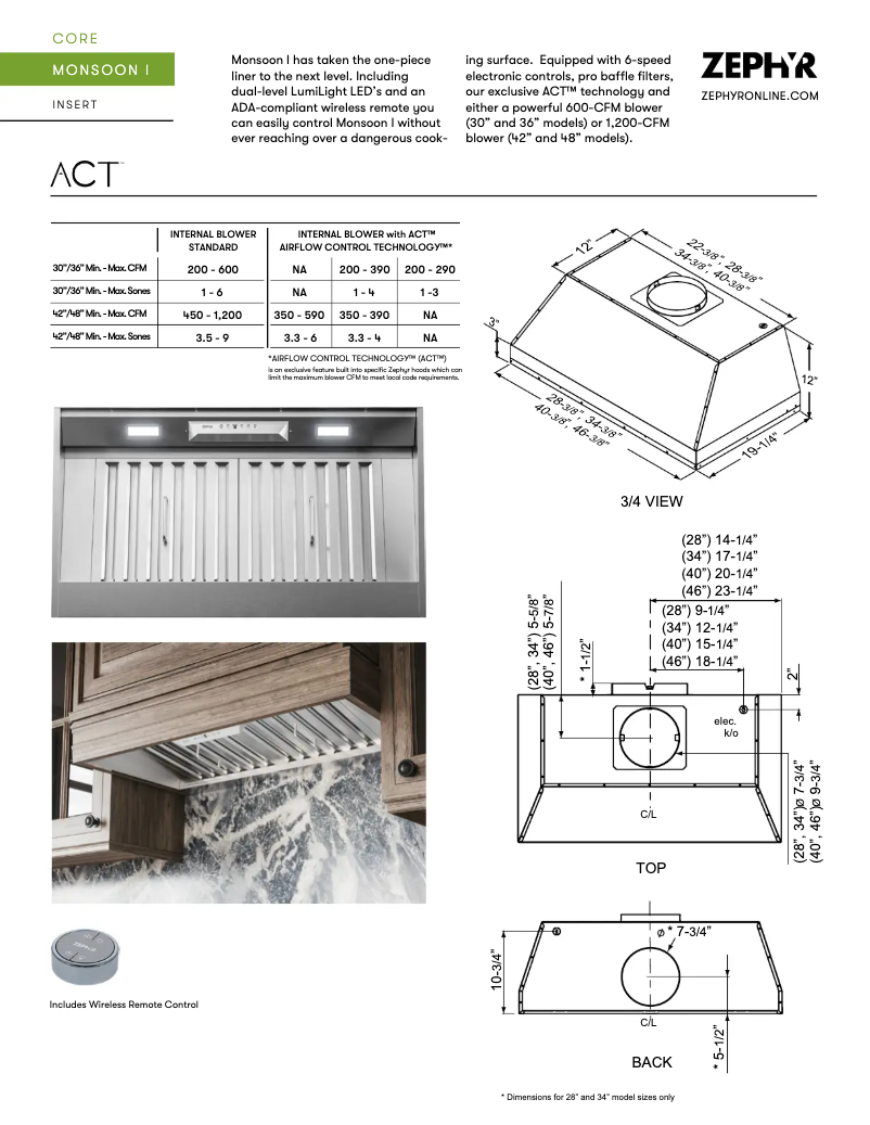 Page 1 de la notice Fiche technique Zephyr Monsoon I AK9240BS