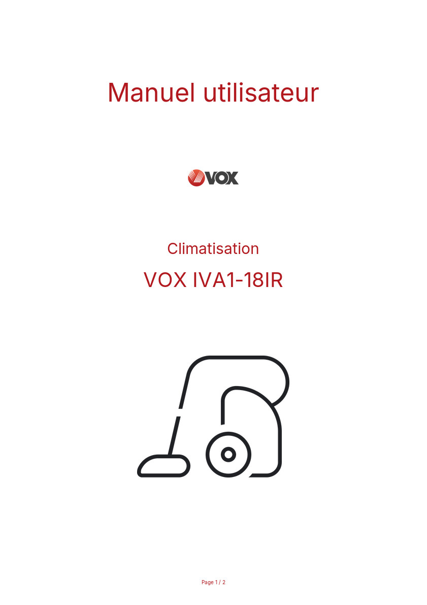 Image de la première page du manuel de l'appareil IVA1-18IR