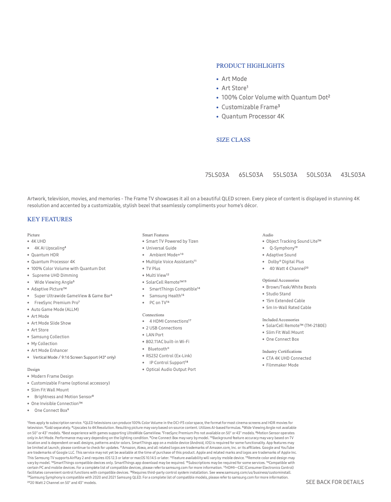 Image de la première page du manuel de l'appareil QN43LS03A