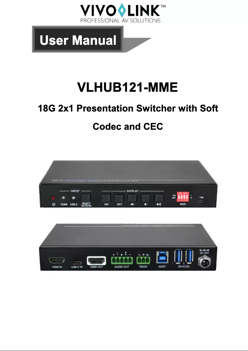 Page n°1 - Manuel utilisateur Vivolink VLHUB121-MME