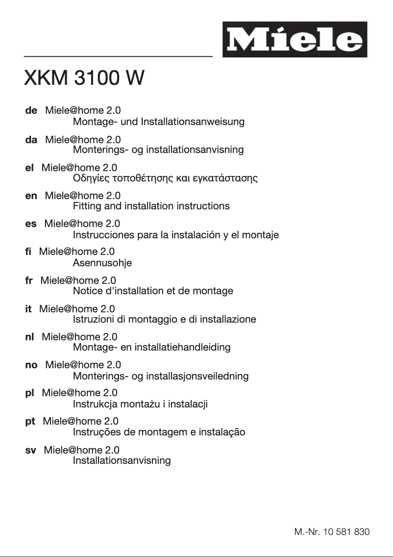 Page 1 de la notice Manuel utilisateur Miele WMG823 WPS TDos Wifi