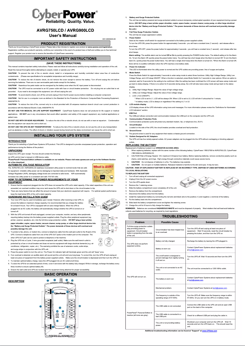 Imagen de la primera página del manual del dispositivo AVRG900LCD