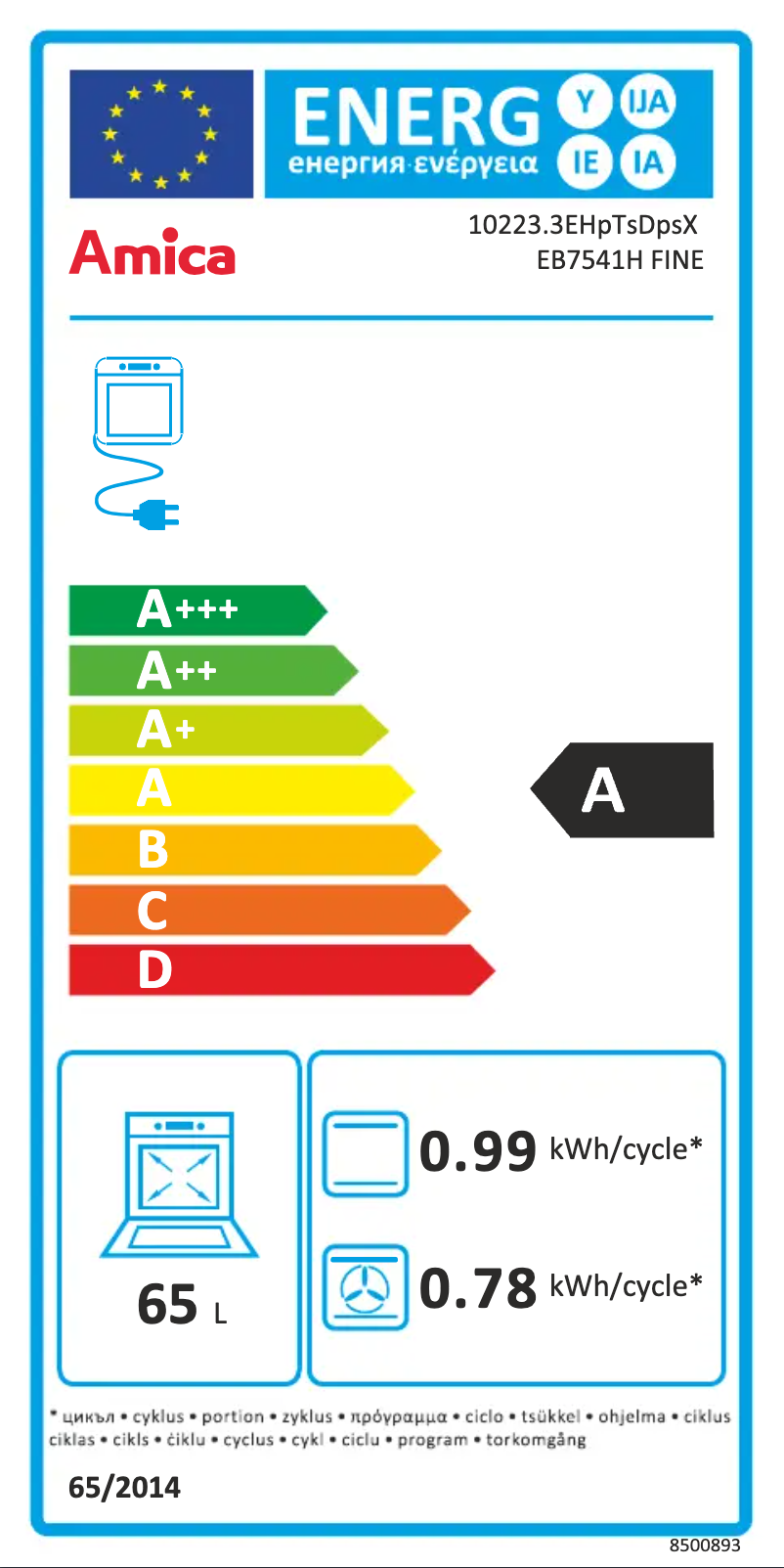 Page n°1 - Manuel utilisateur Amica EB7541H Fine
