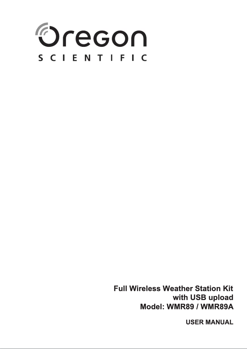 Page n°1 - Manuel utilisateur Oregon Scientific WMR 89