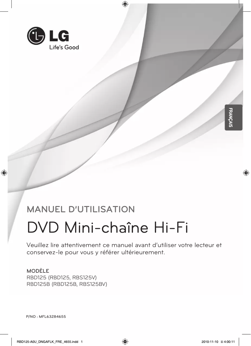 Image de la première page du manuel de l'appareil RBD125B