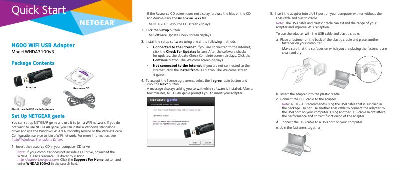Page 1 de la notice Guide d'installation Netgear WNDA3100
