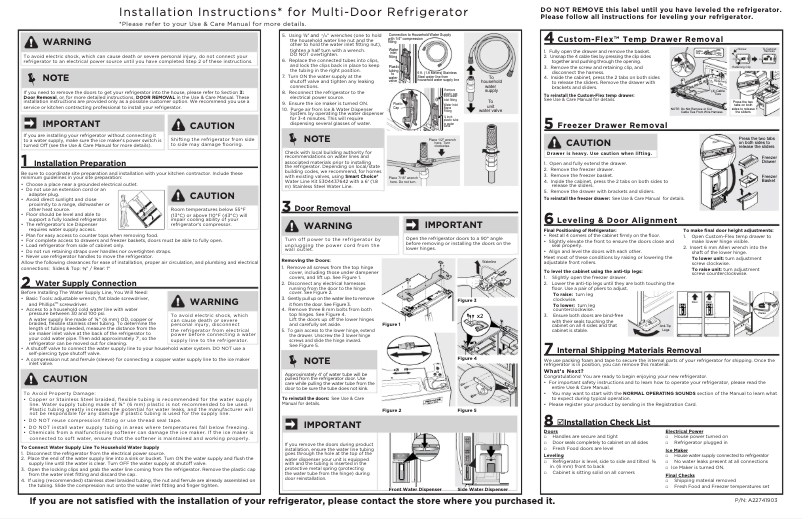 Page 1 de la notice Guide d'installation Frigidaire GRMS2773AF
