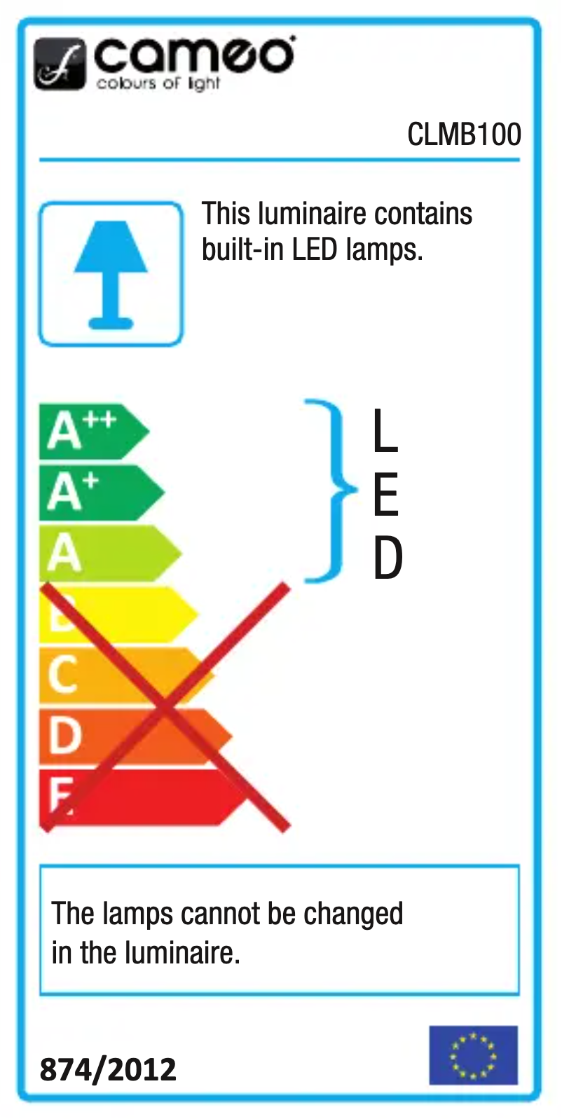 Page 1 de la notice Fiche technique Cameo Movo Beam 100