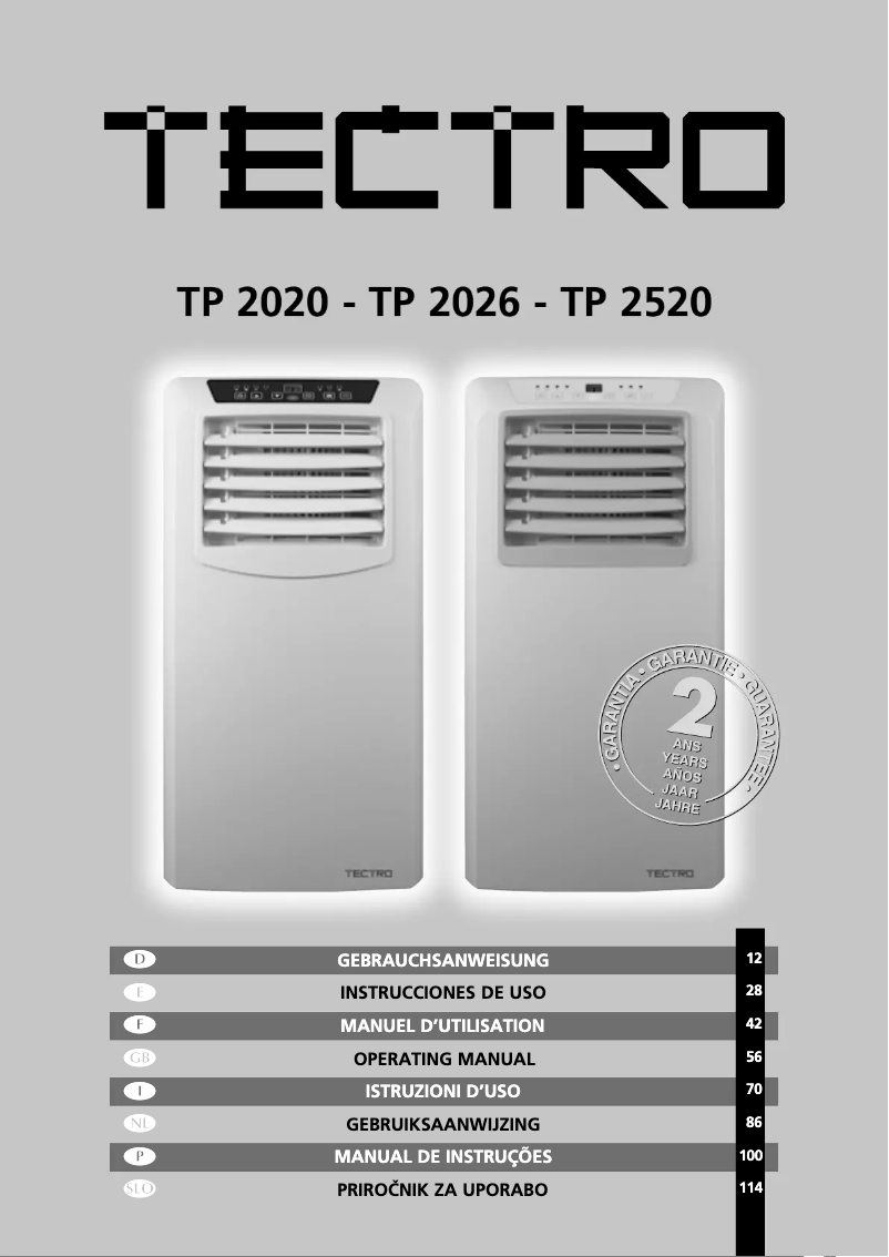Page 1 de la notice Manuel utilisateur Tectro TP 2026