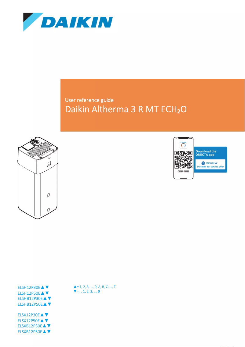 Page 1 de la notice Manuel utilisateur Daikin ELSHB12P50EF