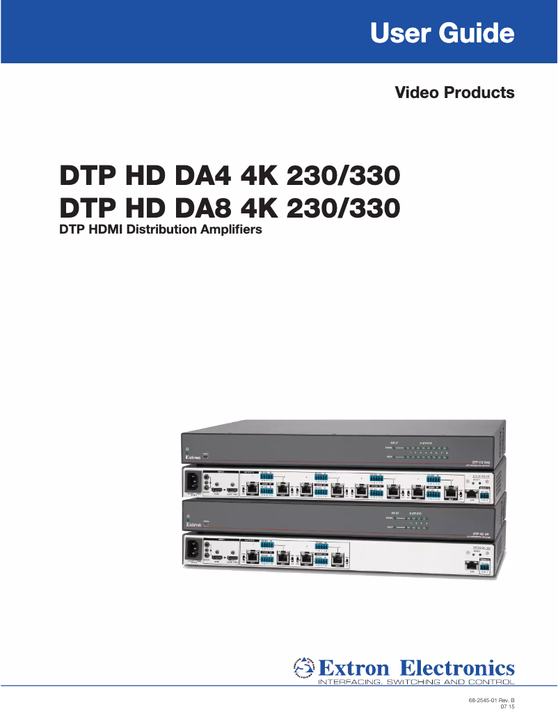 Page n°1 - Manuel utilisateur Extron DTP HD DA8 4K 230