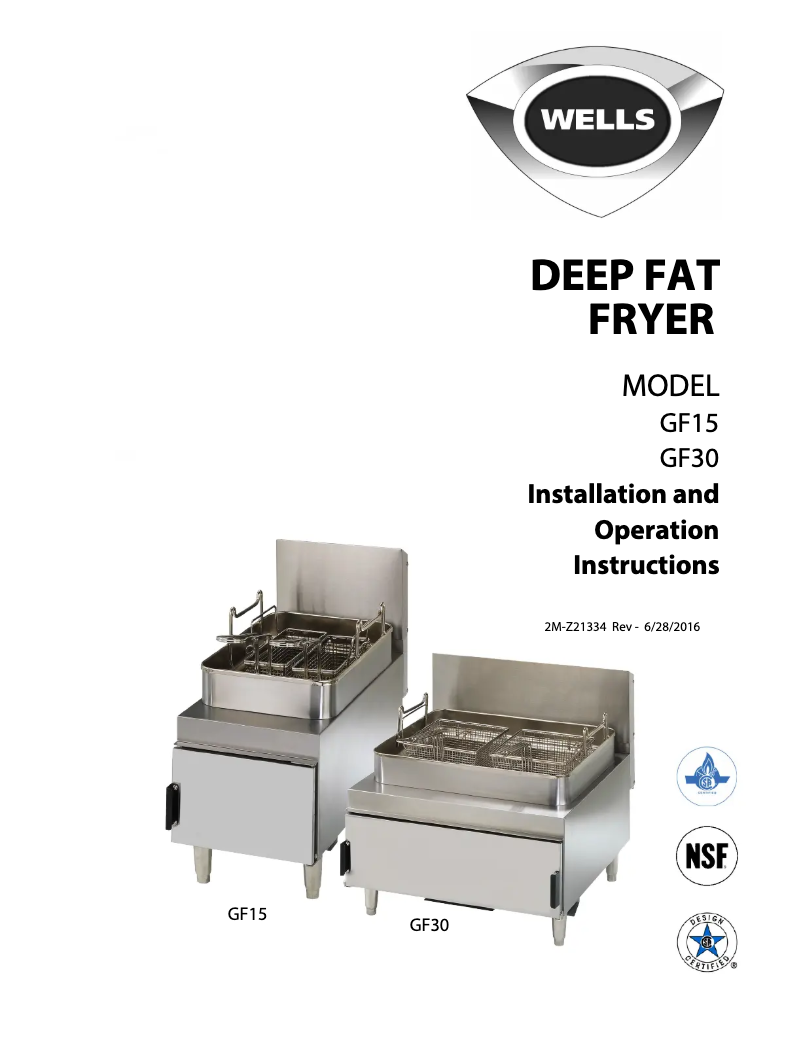 Page n°1 - Manuel utilisateur Wells GF15