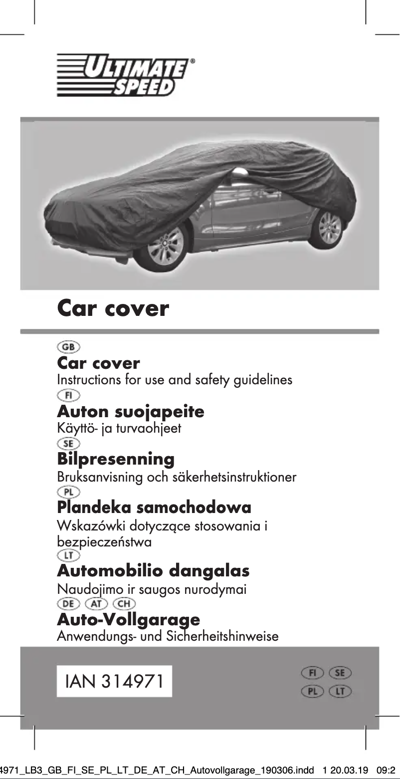 Page 1 de la notice Manuel utilisateur Ultimate Speed IAN 314971