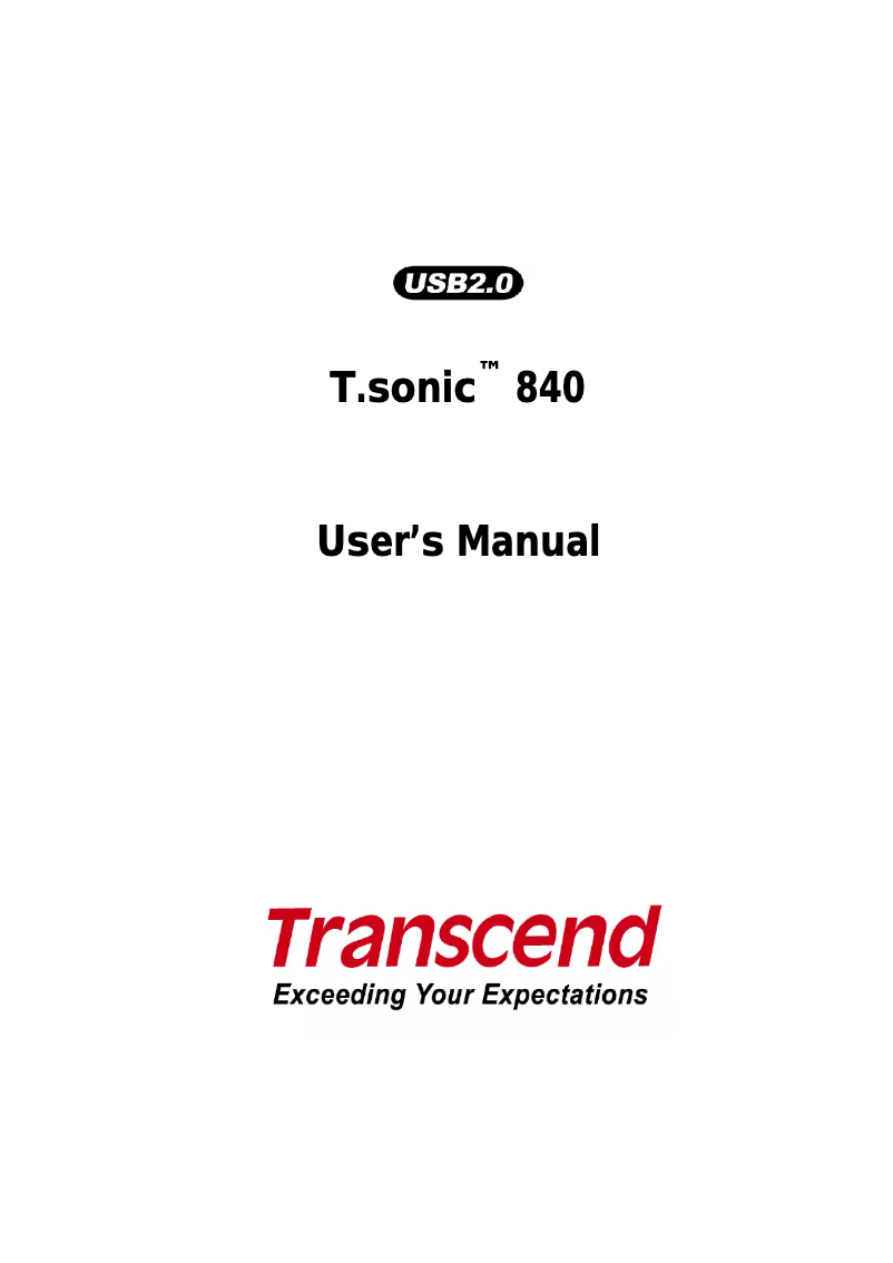 Page n°1 - Manuel utilisateur Transcend T.sonic 840