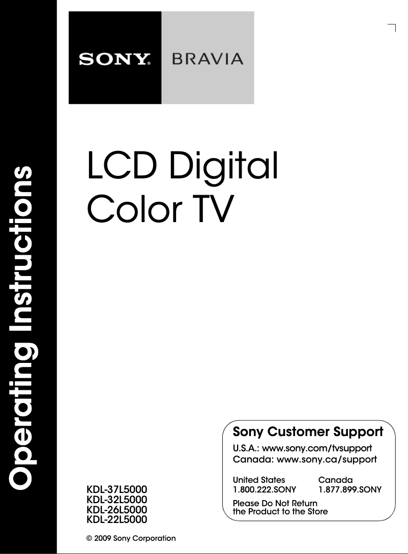 Page n°1 - Manuel utilisateur Sony Bravia KDL-26L5000