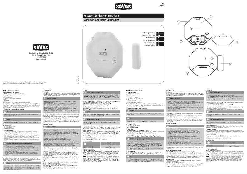 Page 1 de la notice Manuel utilisateur Xavax 00111985