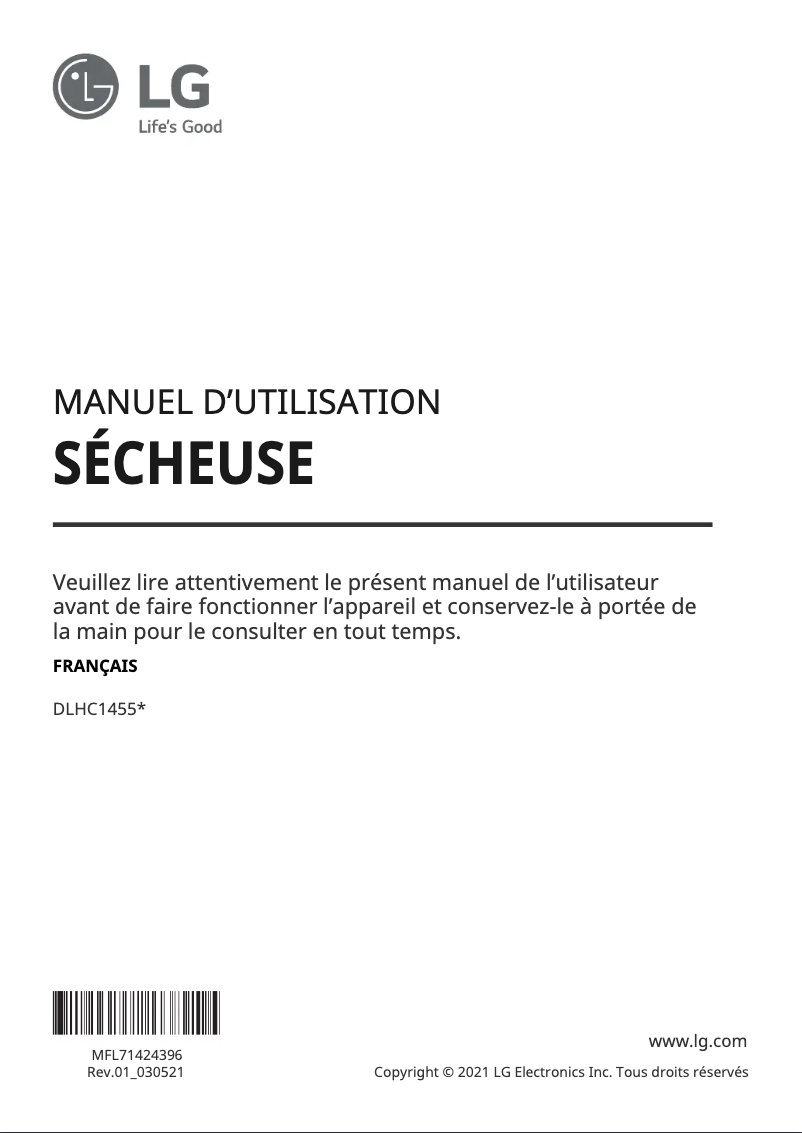 Image de la première page du manuel de l'appareil DLHC1455V