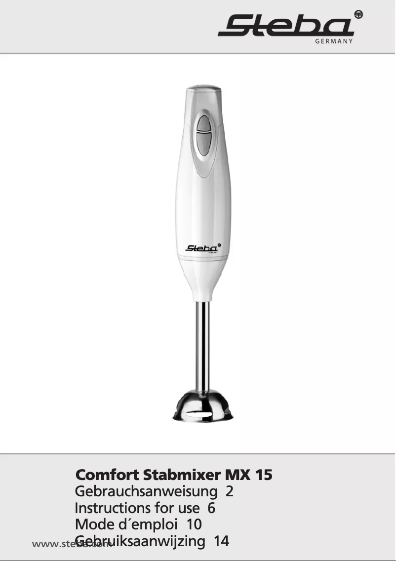 Page 1 de la notice Manuel utilisateur Steba MX 15