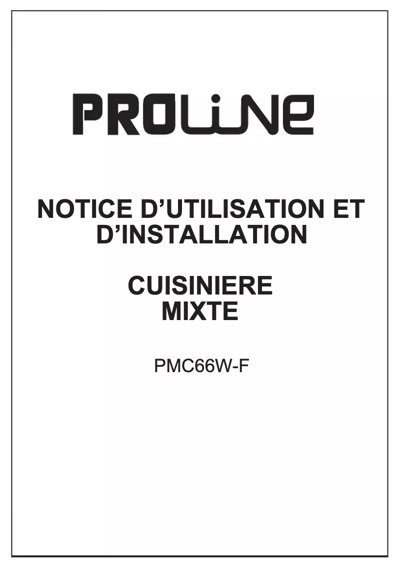 Page 1 de la notice Manuel utilisateur Proline PMC 66W-F