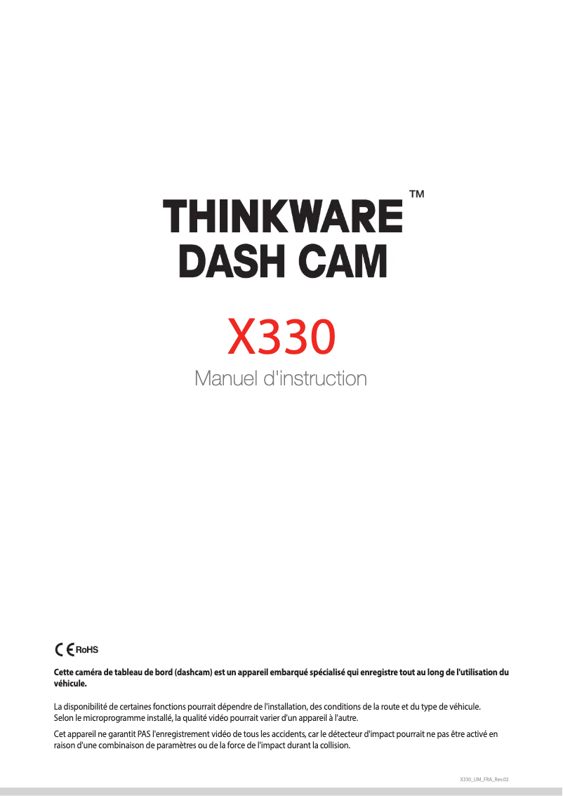 Page n°1 - Manuel utilisateur Thinkware X330