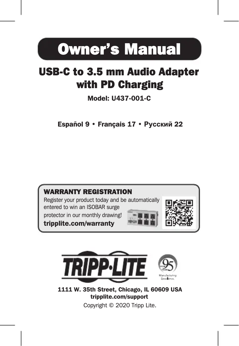 Page 1 de la notice Manuel utilisateur Tripp Lite U437-001-C