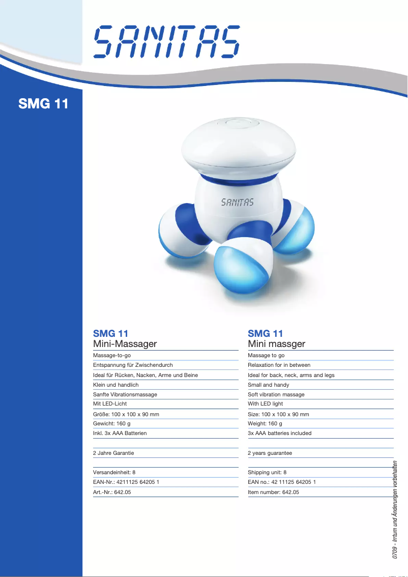 Page n°1 - Fiche technique Sanitas SMG 11