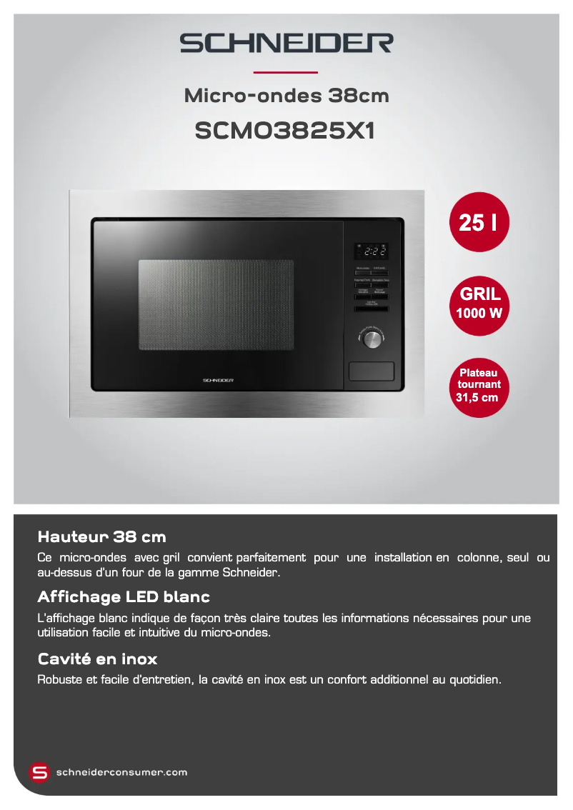 Page 1 de la notice Fiche technique Schneider SCMO3825X1