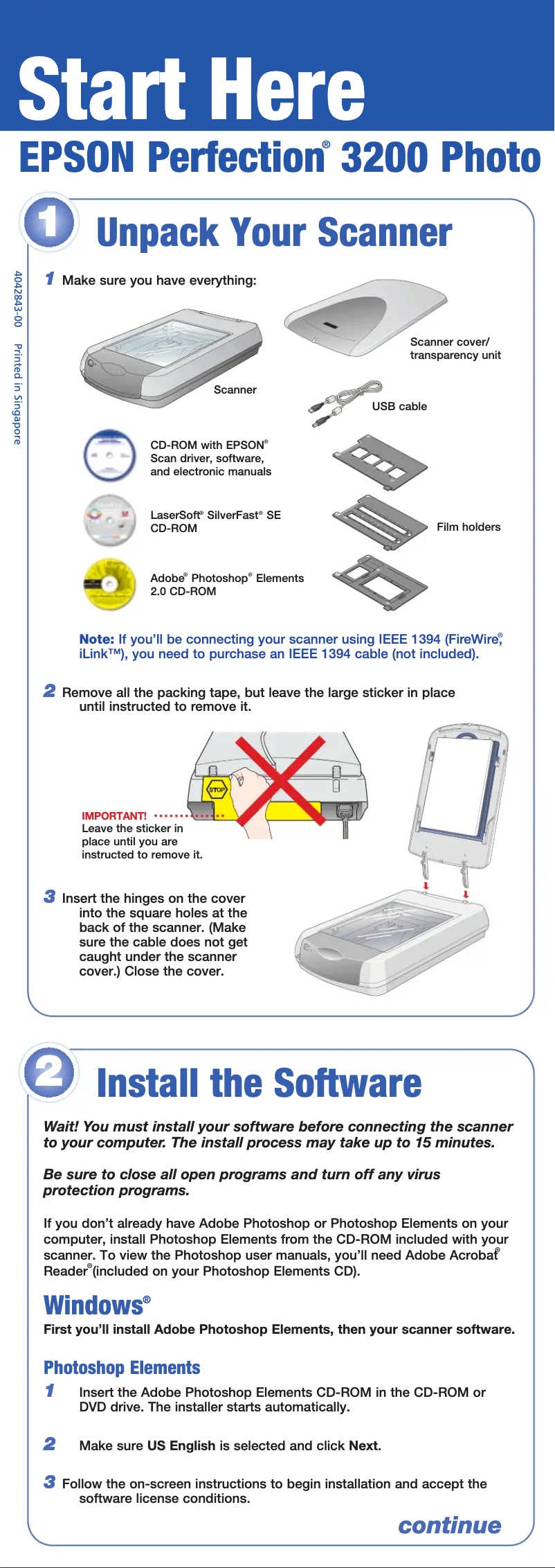 Page 1 de la notice Manuel utilisateur Epson Perfection 3200 Photo