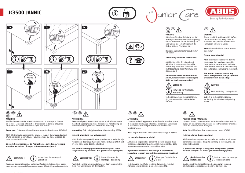 Page 1 de la notice Guide d'installation Abus JC3500