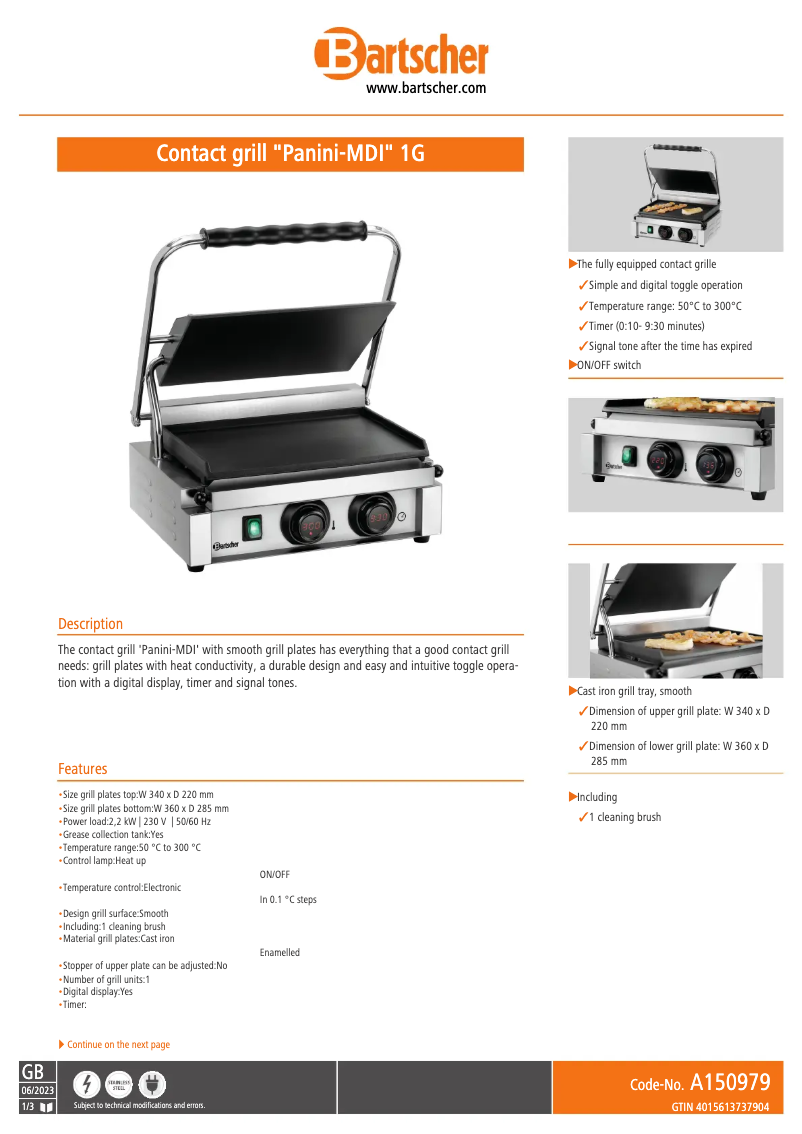 Image de la première page du manuel de l'appareil Panini 1G