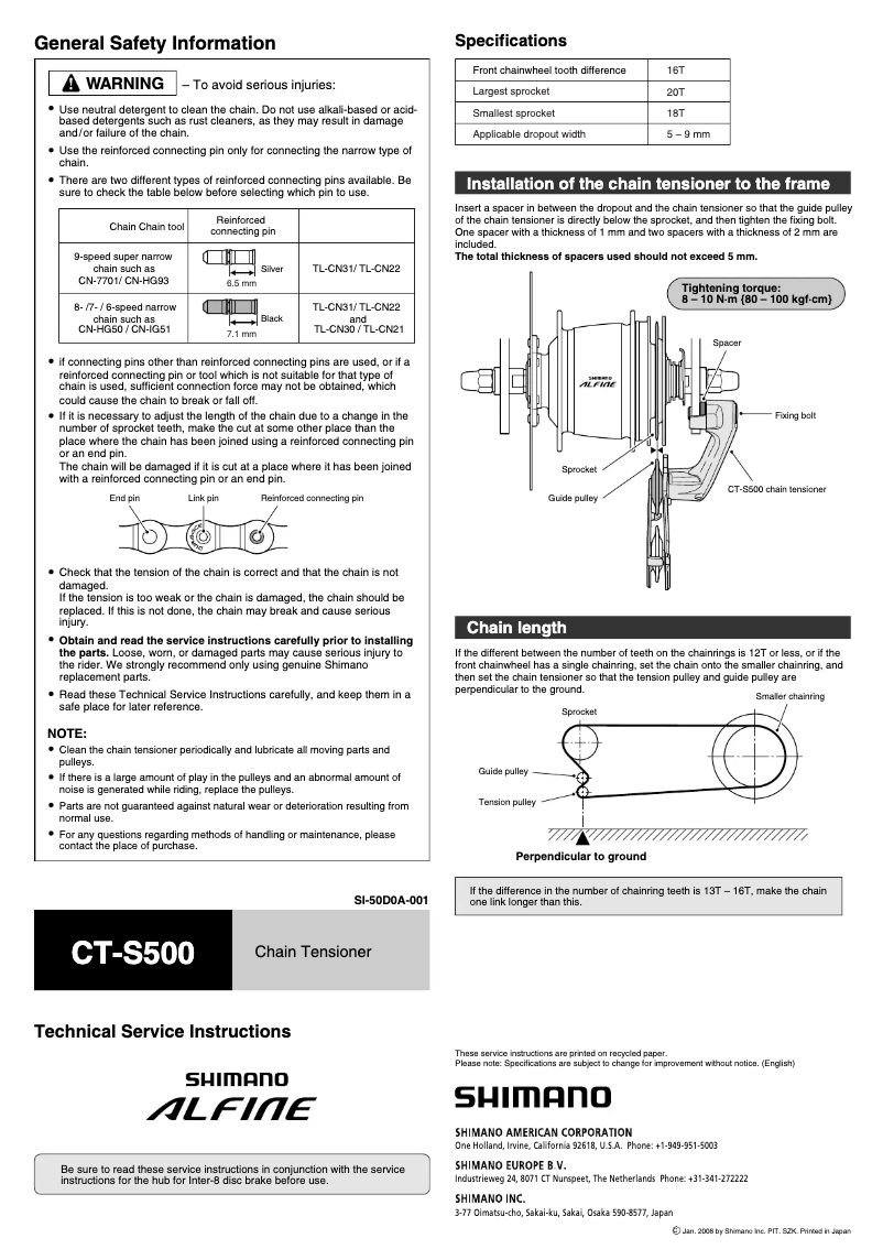 Página 1 del manual Manual de usuario Shimano CT-S500
