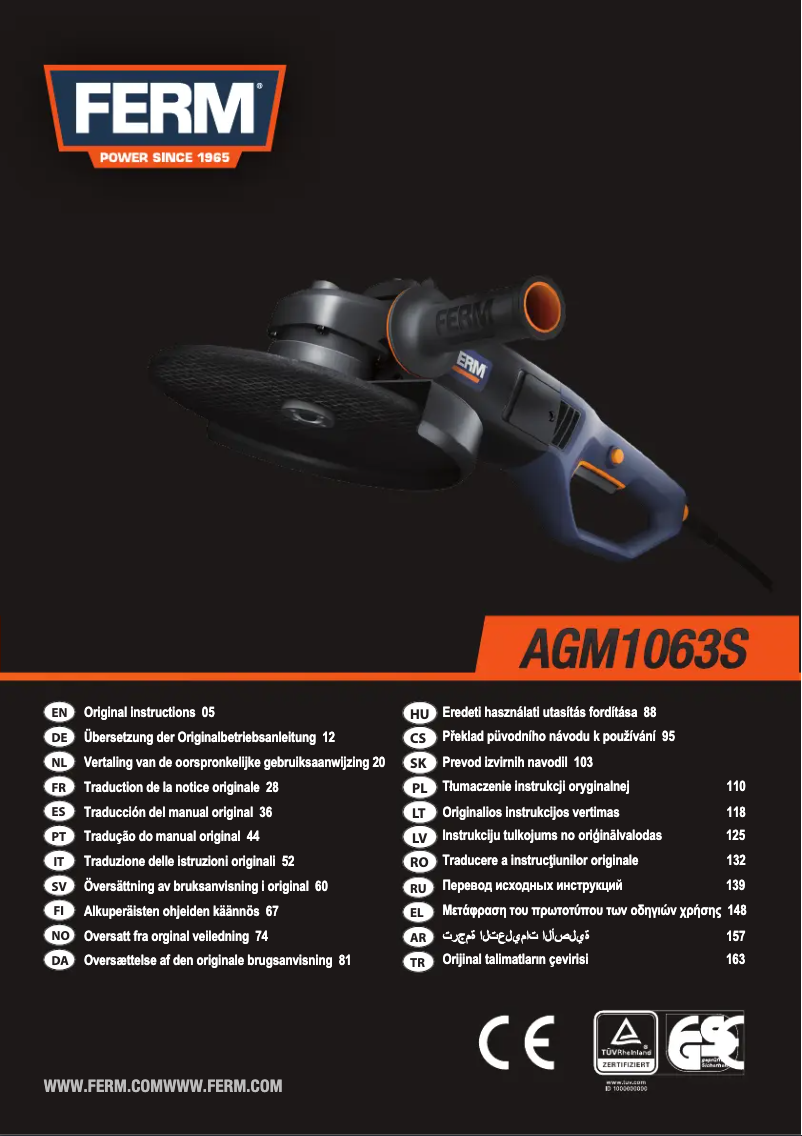 Page n°1 - Manuel utilisateur Ferm AGM1063S